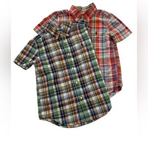 Boys Ralph Lauren Size 6 Lot Button Up Short Sleeve Plaid Preppy Pony Logo